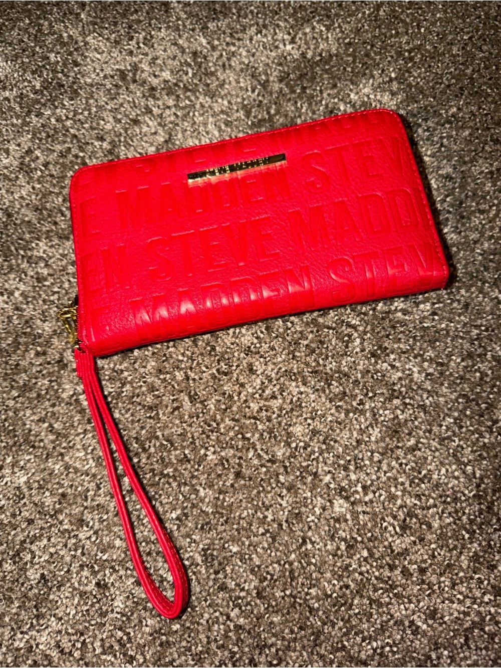 Steve Madden Red Embossed Zip-Around Wristlet